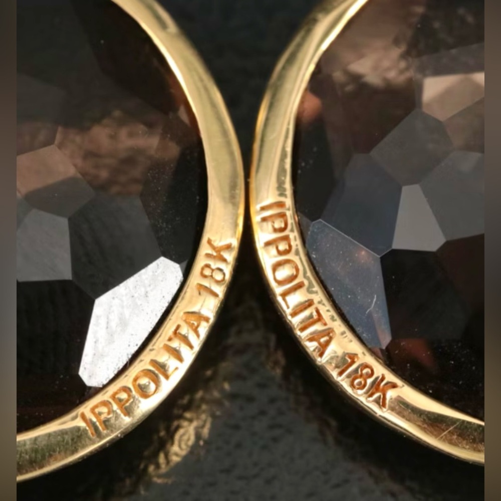 IPPOLITA Rock Candy 18K Gold Smoky Quartz Teardrop Earrings - Picture 3 of 6